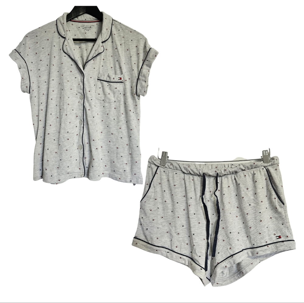 Tommy Hilfiger Light Gray Pajama Set with Dots